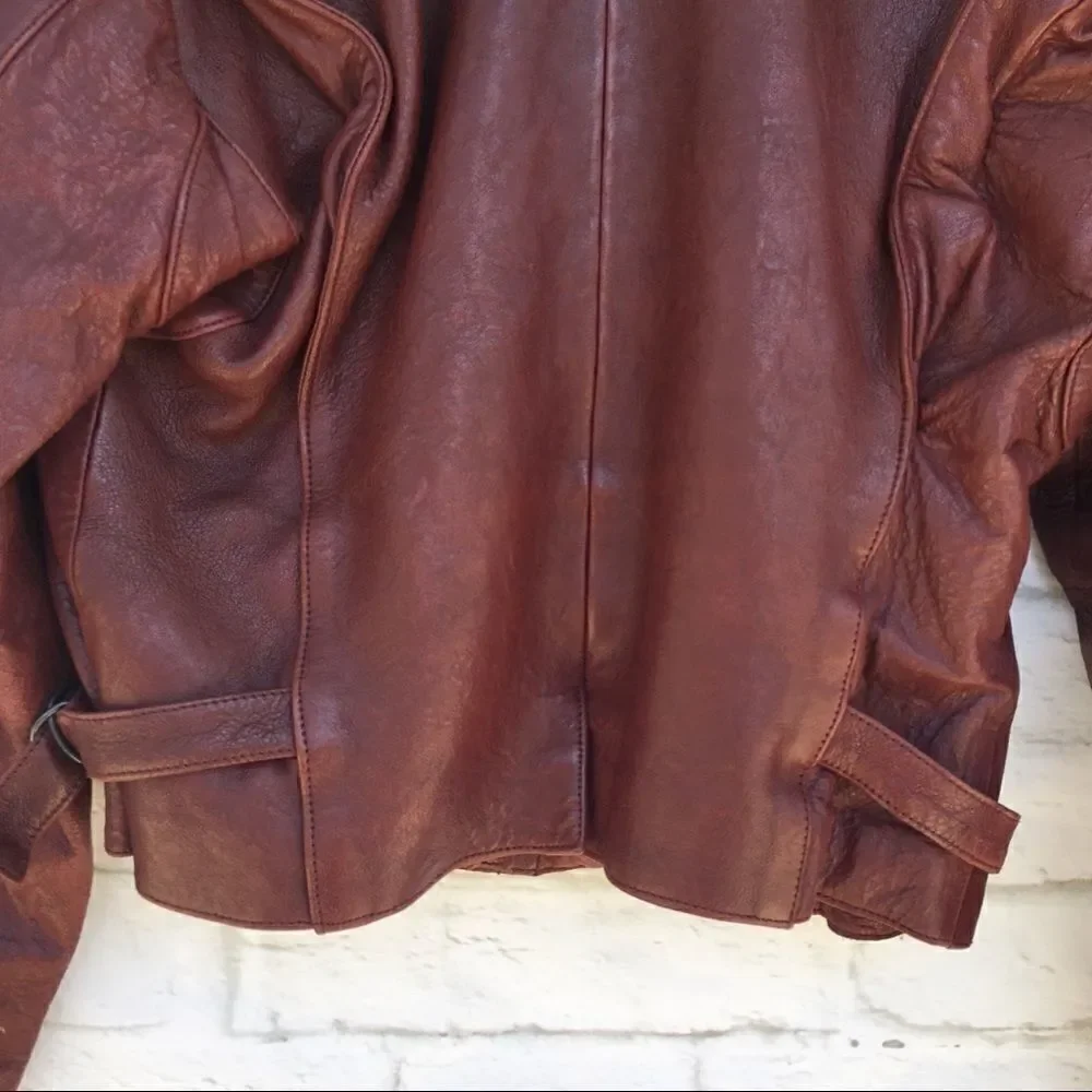 Sea Dream Womens Brown Zip Lined Leather Bomber Jacket 10